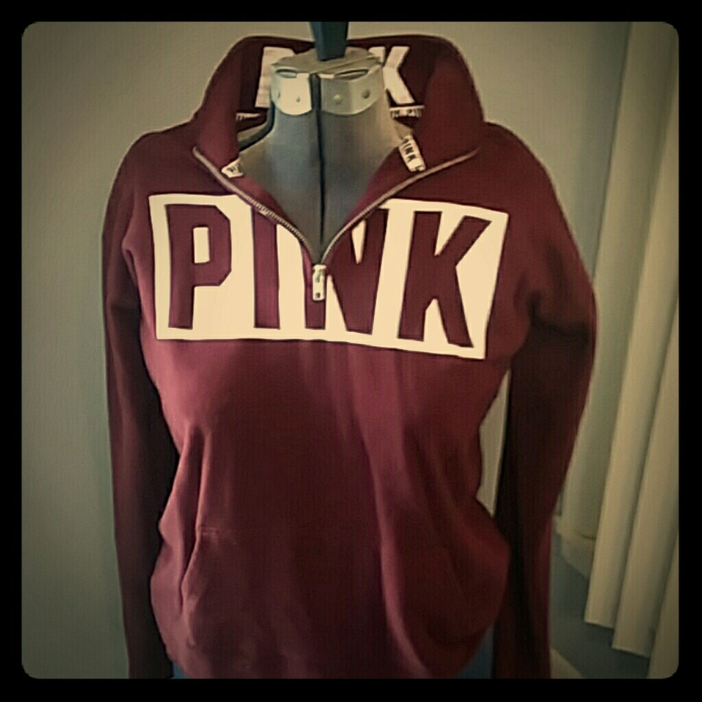 Gold pink maroon quarter zip hoodie